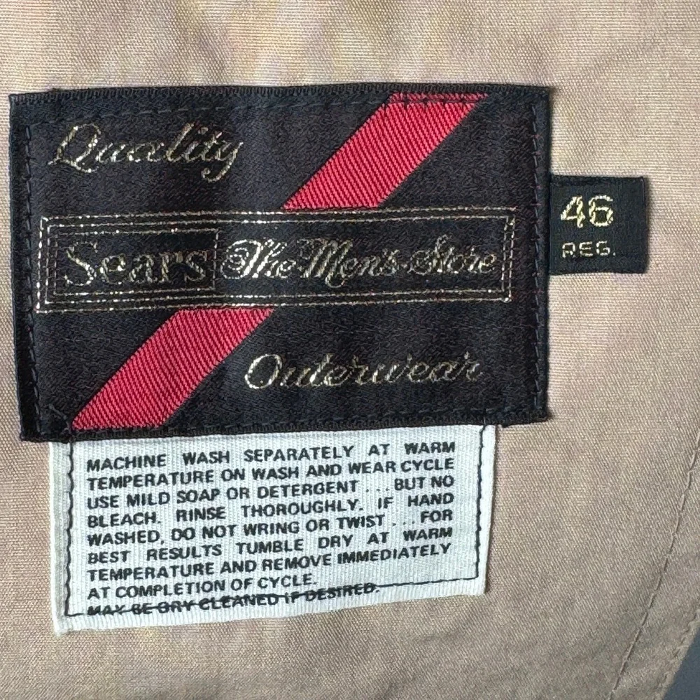 Vtg‎ Sears The Mens Store Trench Coat Mens 46R Beige Overcoat Outerwear Classic